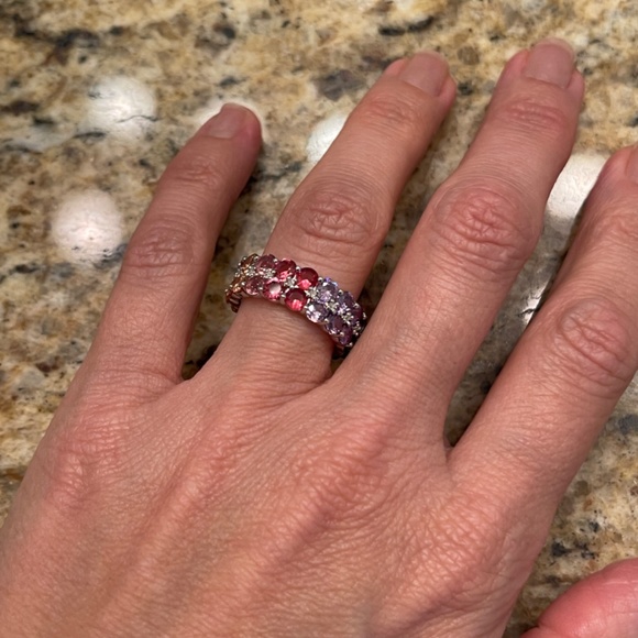 Multicolored created sapphire eternity band, size 5 new in box - Picture 4 of 7